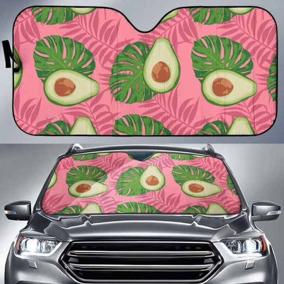 Avocado Slices Leaves Pink Back Ground Car Auto Sun Shades 182102 - YourCarButBetter