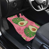 Avocado Slices Leaves Pink Back Ground Front And Back Car Mats 174914 - YourCarButBetter