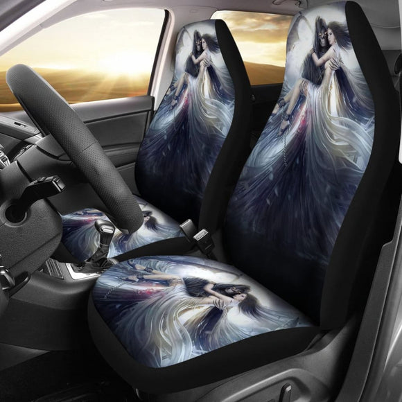 Awesome Gothic Grim Reaper Skull And Girl Car Seat Covers 210603 - YourCarButBetter