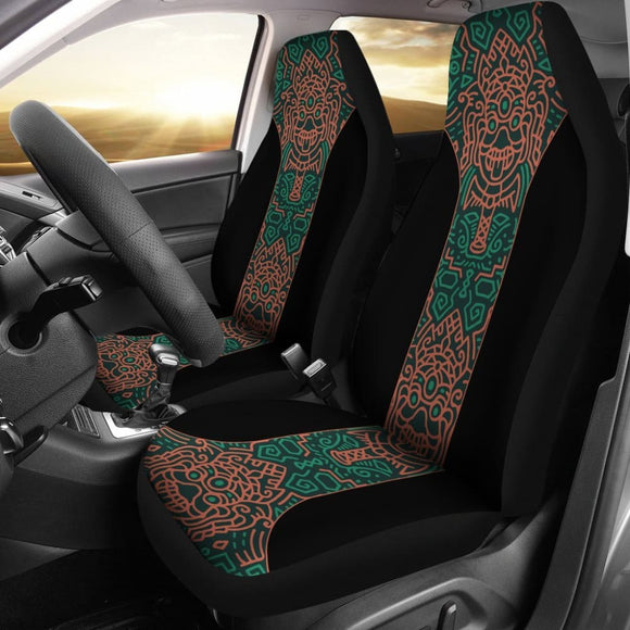 Aztec Elephant Black Burnt Orange Green Car Seat Covers 101819 - YourCarButBetter