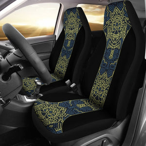 Aztec Elephant Blue Mustard Yellow Car Seat Covers 101819 - YourCarButBetter