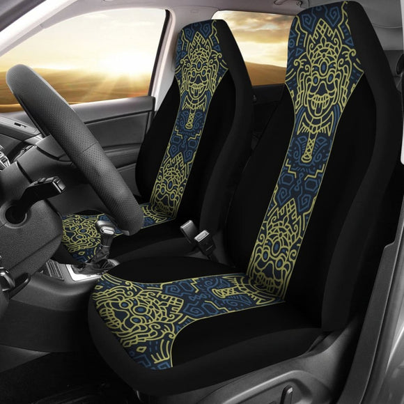 Aztec Elephant Blue Mustard Yellow Car Seat Covers 101819 - YourCarButBetter