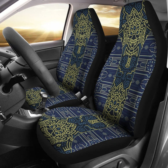 Aztec Elephant Navy Blue Mustard Yellow Car Seat Covers 101819 - YourCarButBetter