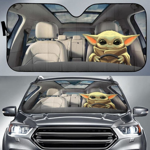 Baby Yoda Car Auto Sun Shade Star Wars Windshield Fan Gift 094201 - YourCarButBetter