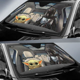 Baby Yoda & Mandalorian Car Auto Sun Shade Star Wars Windshield 094201 - YourCarButBetter