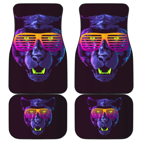 Badass Panther With Glasses Car Floor Mats 212601 - YourCarButBetter