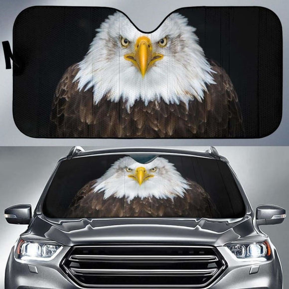 Bald Eagle North America Bird Dark Background 4K 8K Car Sun Shade 104020 - YourCarButBetter