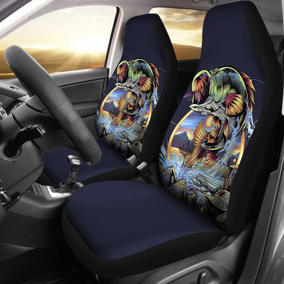 Bass Fish Jumping Car Seat Covers 210807 - YourCarButBetter