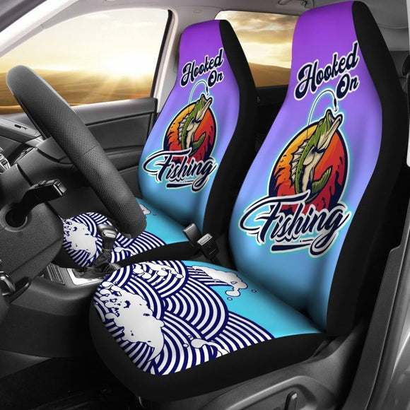 Bass Fishing Car Seat Covers Hooked On Fishing Car Decor 182417 - YourCarButBetter