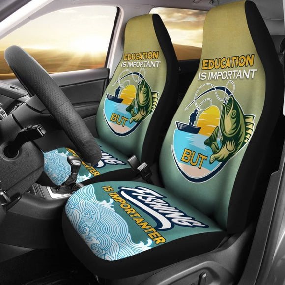 Bass Fishing Car Seat Covers Fishing Is Importanter Car Decor 182417 - YourCarButBetter