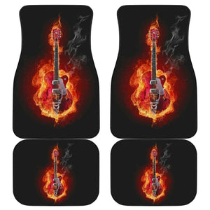 Be Unique With Electric Guitar Burned In Flaming Flower Car Floor Mats 211305 - YourCarButBetter