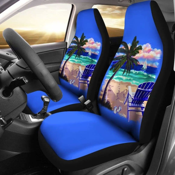 Beach Chair Palm Tree Blue Seat Covers 153908 - YourCarButBetter