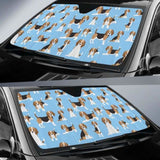 Beagle Dog Blue Background Pattern Car Auto Sun Shades 102507 - YourCarButBetter