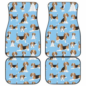 Beagle Dog Blue Background Pattern Front And Back Car Mats 221205 - YourCarButBetter