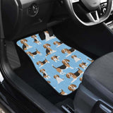 Beagle Dog Blue Background Pattern Front And Back Car Mats 221205 - YourCarButBetter