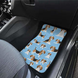 Beagle Dog Blue Background Pattern Front And Back Car Mats 221205 - YourCarButBetter