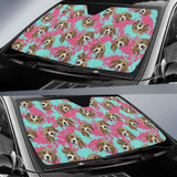 Beagle Muzzles Turquoise Paint Splashes Pink Pattern Car Auto Sun Shades 102507 - YourCarButBetter