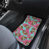 Beagle Muzzles Turquoise Paint Splashes Pink Pattern Front And Back Car Mats 221205 - YourCarButBetter