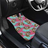 Beagle Muzzles Turquoise Paint Splashes Pink Pattern Front And Back Car Mats 221205 - YourCarButBetter