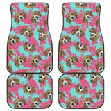 Beagle Muzzles Turquoise Paint Splashes Pink Pattern Front And Back Car Mats 221205 - YourCarButBetter