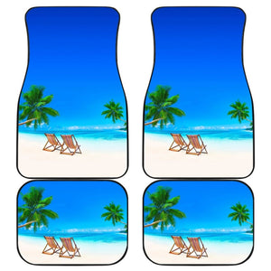 Beautiful Beach Car Floor Mats With Chairs And Palm Tree 211305 - YourCarButBetter