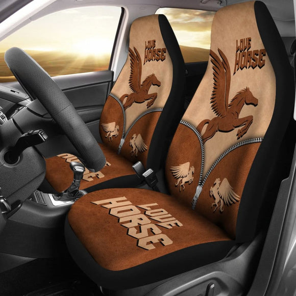 Beautiful Chocolate Horse Print Decor Car Seat Covers 211203 - YourCarButBetter