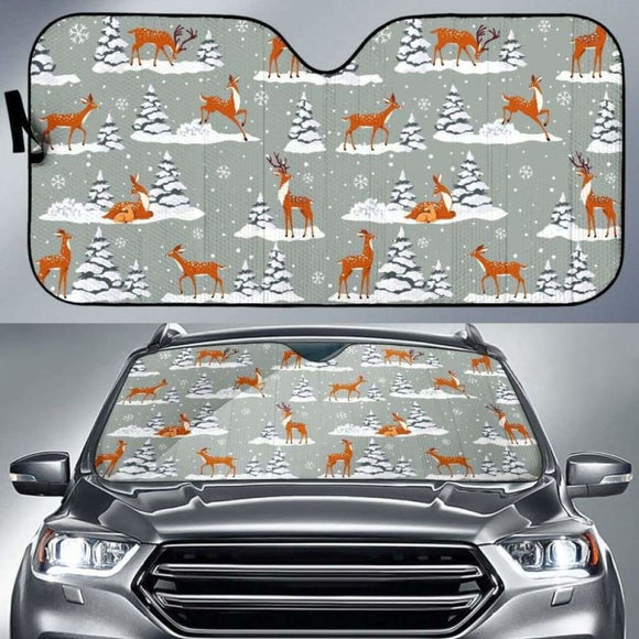 Beautiful Deers Winter Christmas Car Auto Sun Shades 172609 - YourCarButBetter