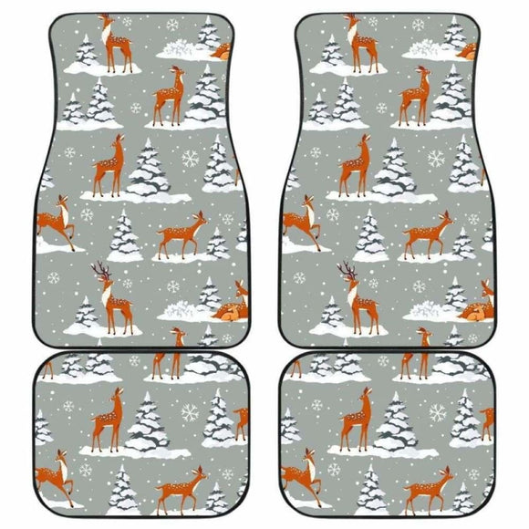 Beautiful Deers Winter Christmas Front And Back Car Mats 161012 - YourCarButBetter