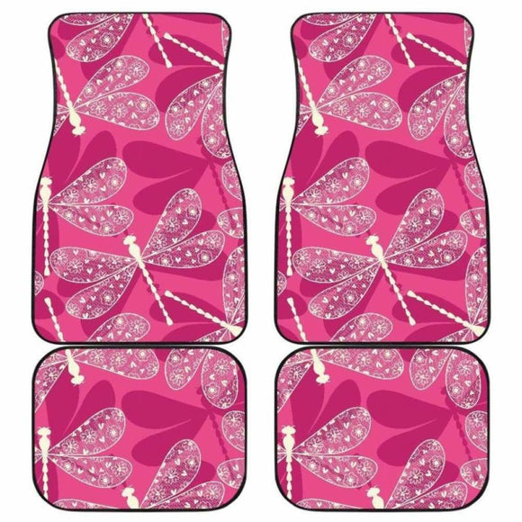 Beautiful Dragonfly Pink Background Front And Back Car Mats 135711 - YourCarButBetter