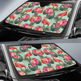 Beautiful Flamingo Tropical Palm Leaves Hibiscus Pateern Background Car Auto Sun Shades 172609 - YourCarButBetter