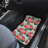 Beautiful Flamingo Tropical Palm Leaves Hibiscus Pateern Background Front And Back Car Mats 201010 - YourCarButBetter