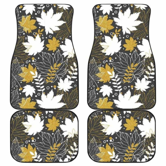 Beautiful Gold Autumn Maple Leaf Pattern Front And Back Car Mats 174914 - YourCarButBetter