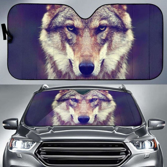 Beautiful Gray Wolf Auto Sun Shade 06 172609 - YourCarButBetter