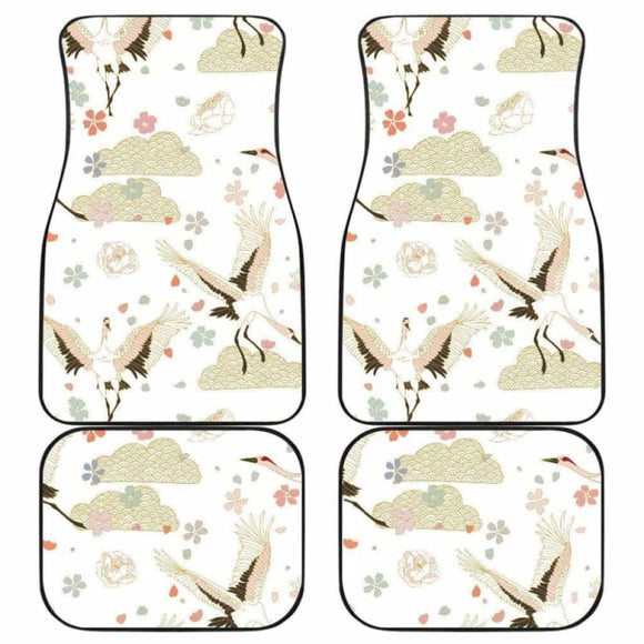 Beautiful Japanese Cranes Pattern Front And Back Car Mats 094201 - YourCarButBetter