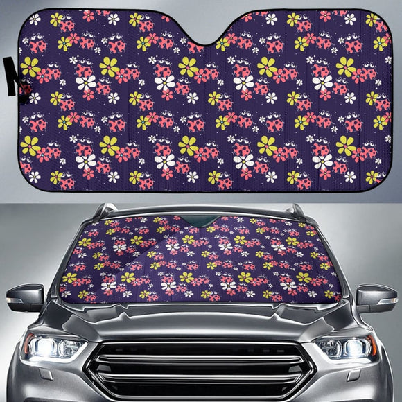 Beautiful Ladybug Funny Flower Print Car Auto Sun Shade 210901 - YourCarButBetter