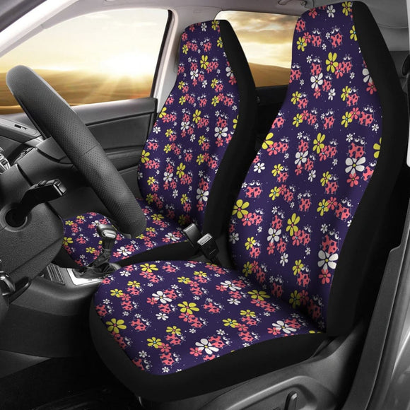 Beautiful Ladybug Funny Flower Print Car Seat Covers 210901 - YourCarButBetter