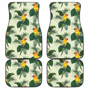 Beautiful Parrot Palm Leaves Pattern Front And Back Car Mats 174914 - YourCarButBetter