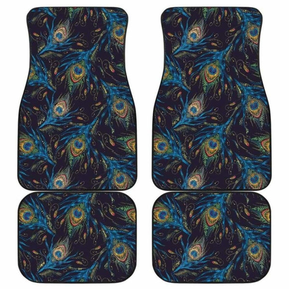 Beautiful Peacock Feather Pattern Front And Back Car Mats 181703 - YourCarButBetter