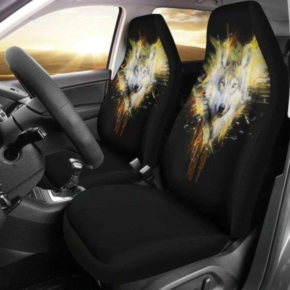 Beauty Wolf Face Car Seat Covers For Wolf Lover 220226 - YourCarButBetter