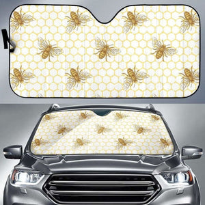 Bee Honeycomb Seamless Design Pattern Car Auto Sun Shades 460402 - YourCarButBetter