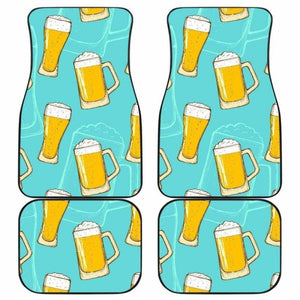 Beer Pattern Green Background Front And Back Car Mats 195016 - YourCarButBetter