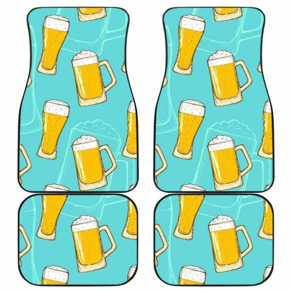 Beer Pattern Green Background Front And Back Car Mats 195016 - YourCarButBetter