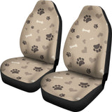 Beige With Brown Dog Love Pattern With Paw Prints Bones Hearts Car Seat Covers 101819 - YourCarButBetter