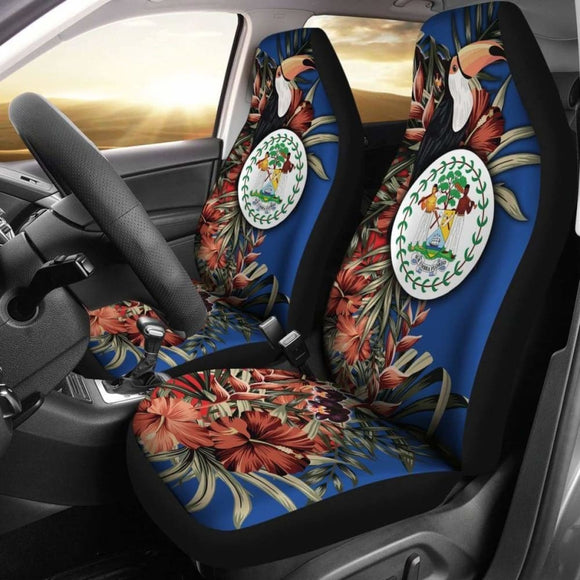 Belize Car Seat Covers - Belize National Flag With Toucan And Black Orchid - 19 221205 - YourCarButBetter