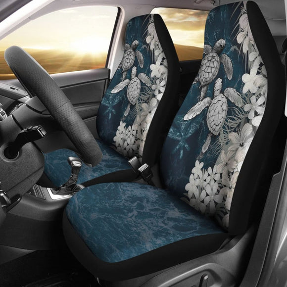 Best Gift Hawaii Kanaka Maoli Sea Turtle Hibiscus Blue Waves Car Seat Covers 210507 - YourCarButBetter