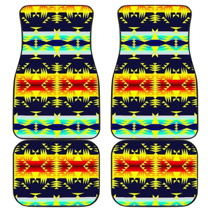 Between The Mountains Navy Yellow Car Floor Mats 550317 - YourCarButBetter