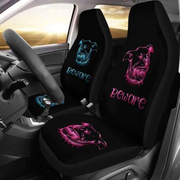 Beware of Pitbull Car Seat Covers 113510 - YourCarButBetter