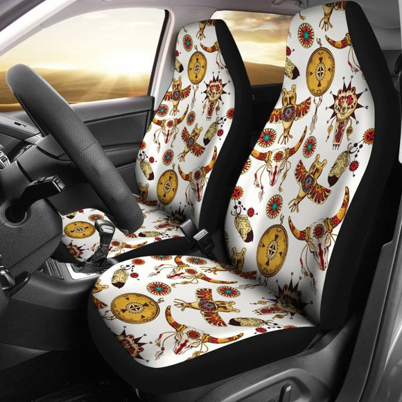 Bison Owl Feather Native American Car Seat Covers 093223 - YourCarButBetter