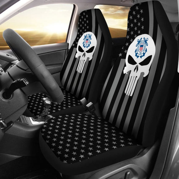Black American Flag US Coast Guard Car Seat Covers 210701 - YourCarButBetter