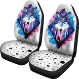 Black And Blue Wolf Car Seat Covers 174510 - YourCarButBetter